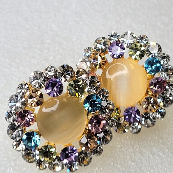 Multicolored Crystal Floral Earring - Picture 2 of 8